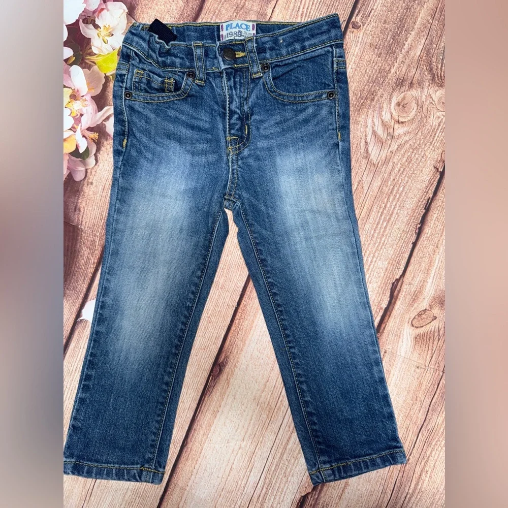 The Children's Place Dark Blue Embroidered Kids Jeans